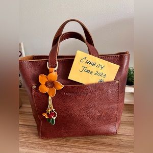 Portland Leather Goods Nutmeg Mini CB Zip with charm